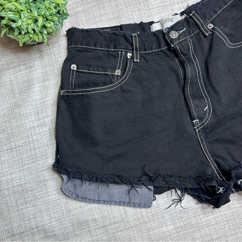 Levi’s 569 Loose (men’s) high rise cutoff shorts, unfinished hem, jet black
